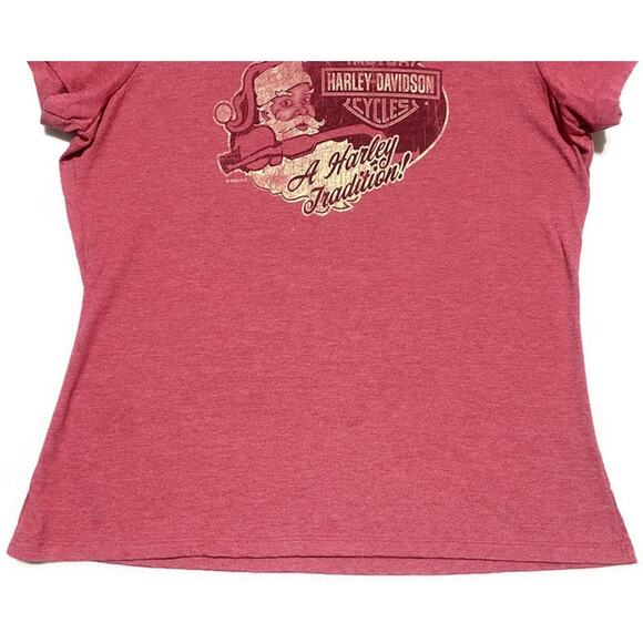 Harley Davidson Santa Fun T-Shirt Women's XXL Indianapolis Red Short Sleeve NEW - Picture 7 of 8